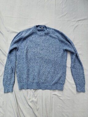 Uniqlo Sweater Mens Large Cotton Blend Cable Knit Pullover Jumper Crewneck